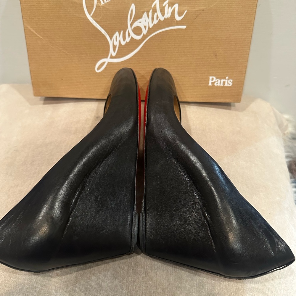 Christian Louboutin Black Leather Wedge Pumps - Picture 6 of 16